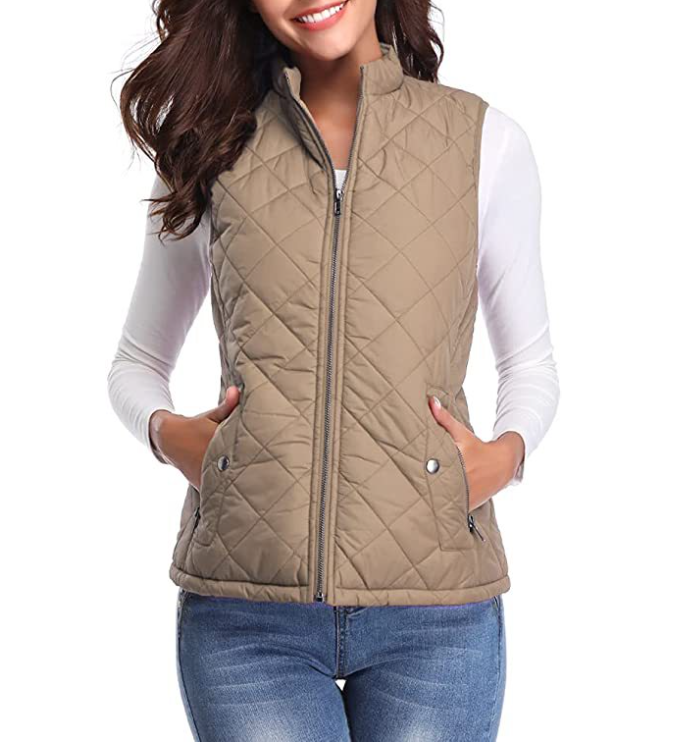 Women's Lightweight Lined Vest with Front Zip Closure | Sleeveless Winter Layer for Cool Fall and Spring Days | Size S-2XL