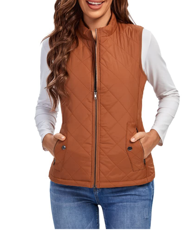 Women's Lightweight Lined Vest with Front Zip Closure | Sleeveless Winter Layer for Cool Fall and Spring Days | Size S-2XL
