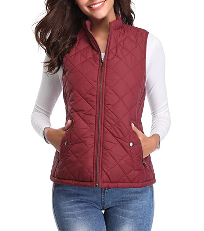 Women's Lightweight Lined Vest with Front Zip Closure | Sleeveless Winter Layer for Cool Fall and Spring Days | Size S-2XL