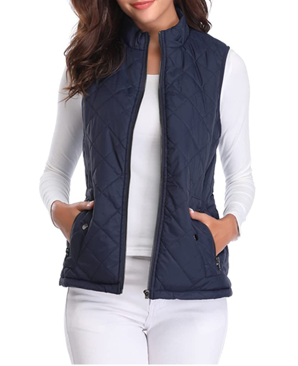 Women's Lightweight Lined Vest with Front Zip Closure | Sleeveless Winter Layer for Cool Fall and Spring Days | Size S-2XL