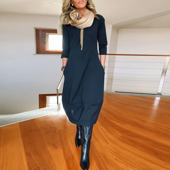 Women's Long Sleeve Maxi Dress | Lightweight Fabric with a Soft Drape for Formal Evenings | Size S-5XL, 5 Colors