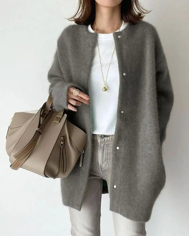 Women's Wool Blend Cardigan Sweater with Deep Pockets | Lightweight Relaxed Fit Layering Piece | Size S-2XL