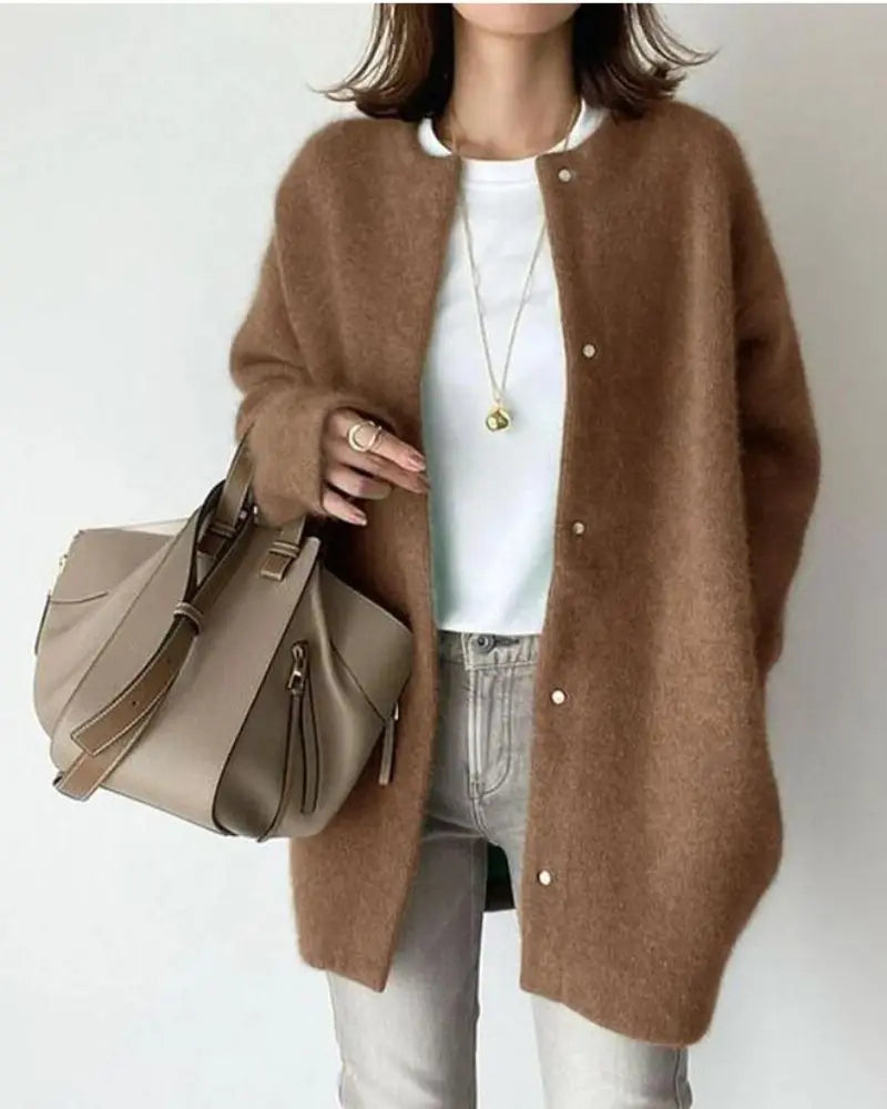 Women's Wool Blend Cardigan Sweater with Deep Pockets | Lightweight Relaxed Fit Layering Piece | Size S-2XL