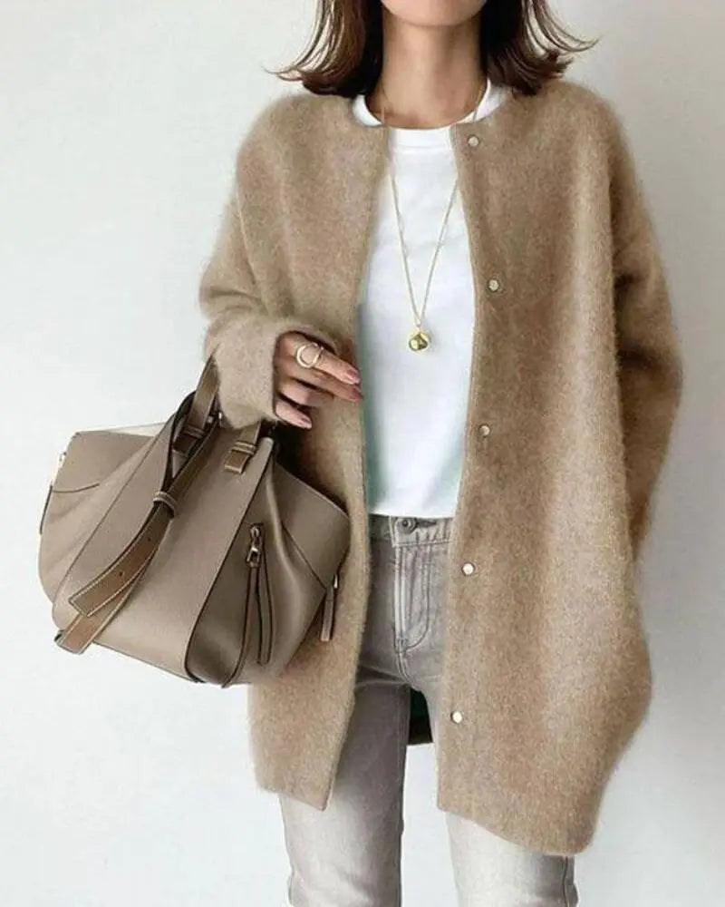 Women's Wool Blend Cardigan Sweater with Deep Pockets | Lightweight Relaxed Fit Layering Piece | Size S-2XL