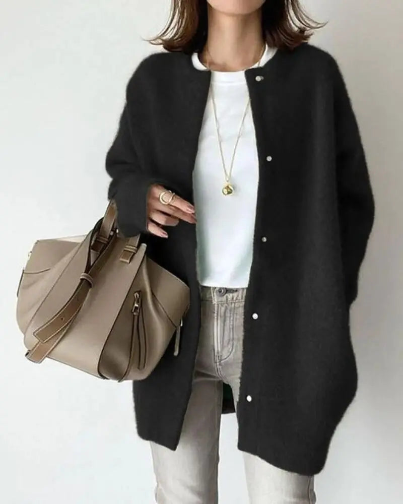 Women's Wool Blend Cardigan Sweater with Deep Pockets | Lightweight Relaxed Fit Layering Piece | Size S-2XL