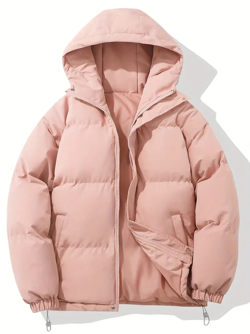 Women's Puffer Jacket with Quilted Panels and Hood | Zip Closure, Pockets, Side Pockets | For Winter | Size S-2XL