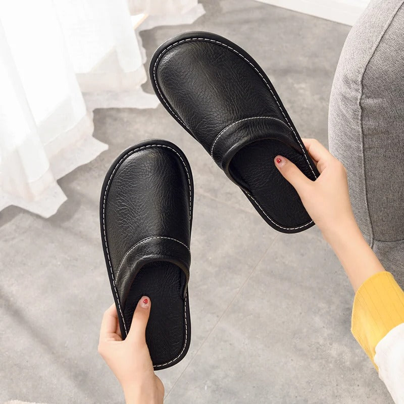 Women's Mule Slippers in Vegan Leather | Closed Toe House Shoes with an Open Back | Sizes 5.5 to 12.5, 6 Colors