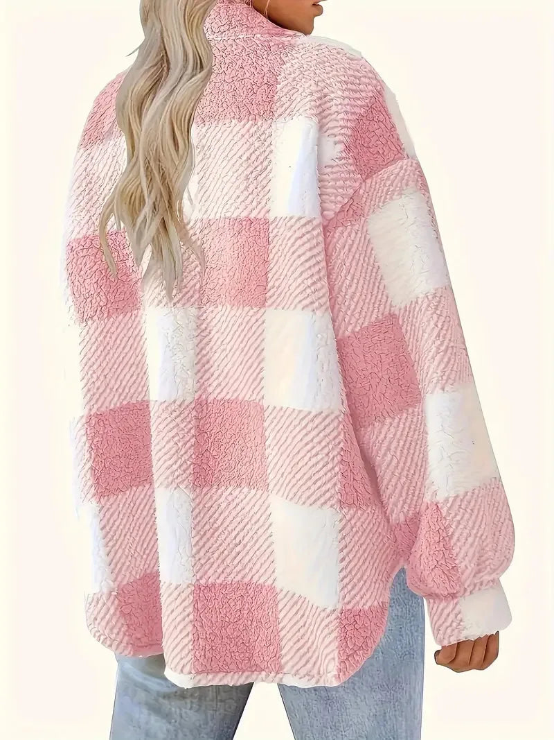 Women's Plaid Shacket with Button Front and Chest Pockets | Soft Relaxed Shirt Jacket for Fall Layering | Size S-2XL