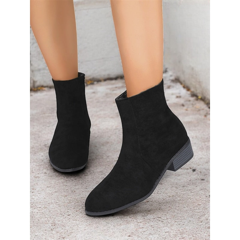 Women's Boots with Block Heel and Ankle Height | Zip Closure | Size 6-10.5 | Brown, Green, Black
