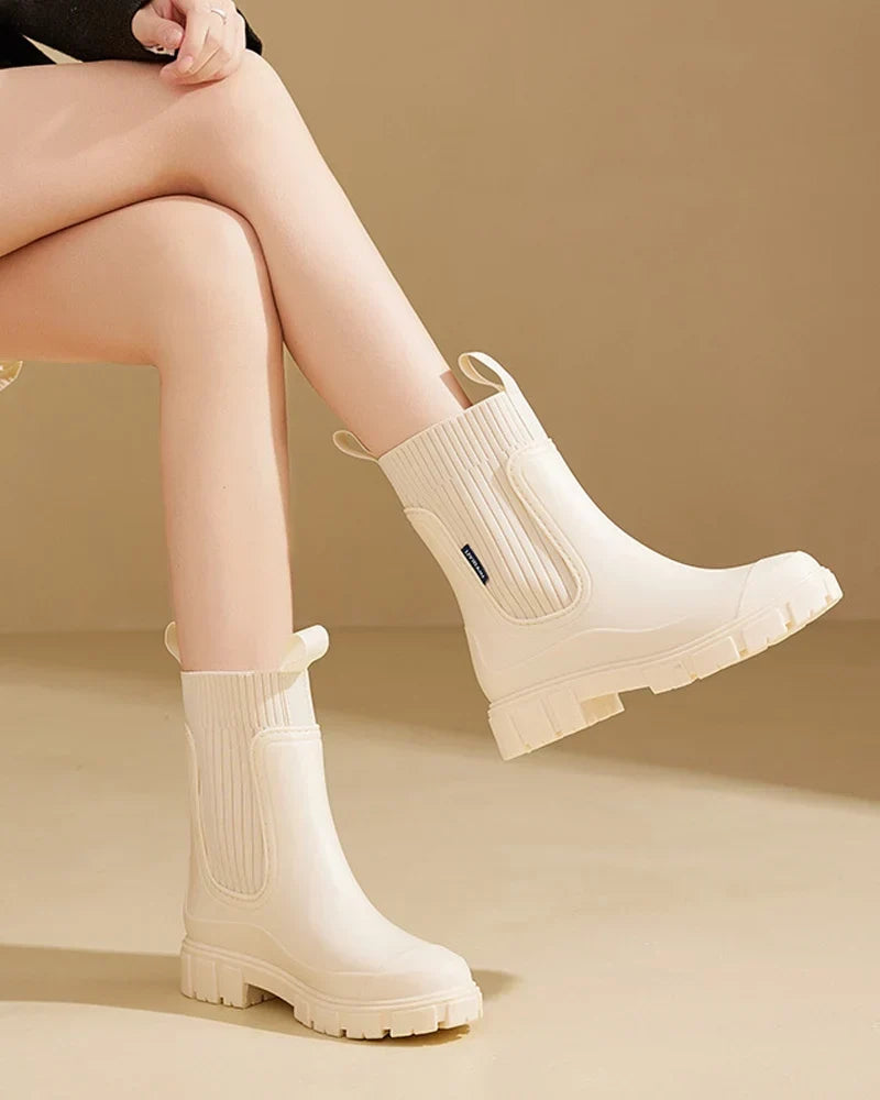 Women's Chunky Block Heel Chelsea Boots with Lug Sole | Pull-On Style with Cushioned Footbed | Size 4-12