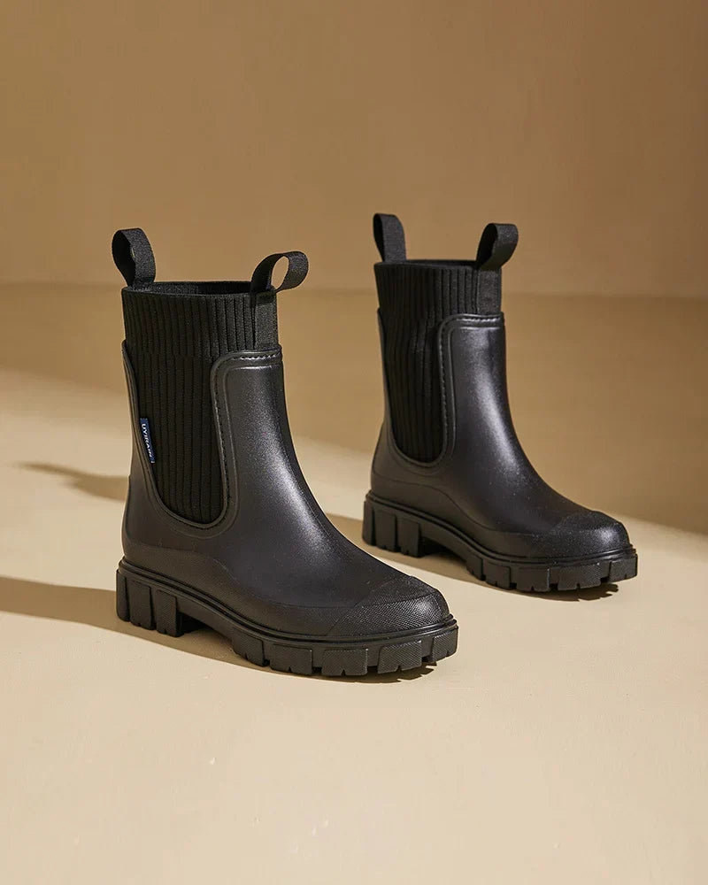 Women's Chunky Block Heel Chelsea Boots with Lug Sole | Pull-On Style with Cushioned Footbed | Size 4-12