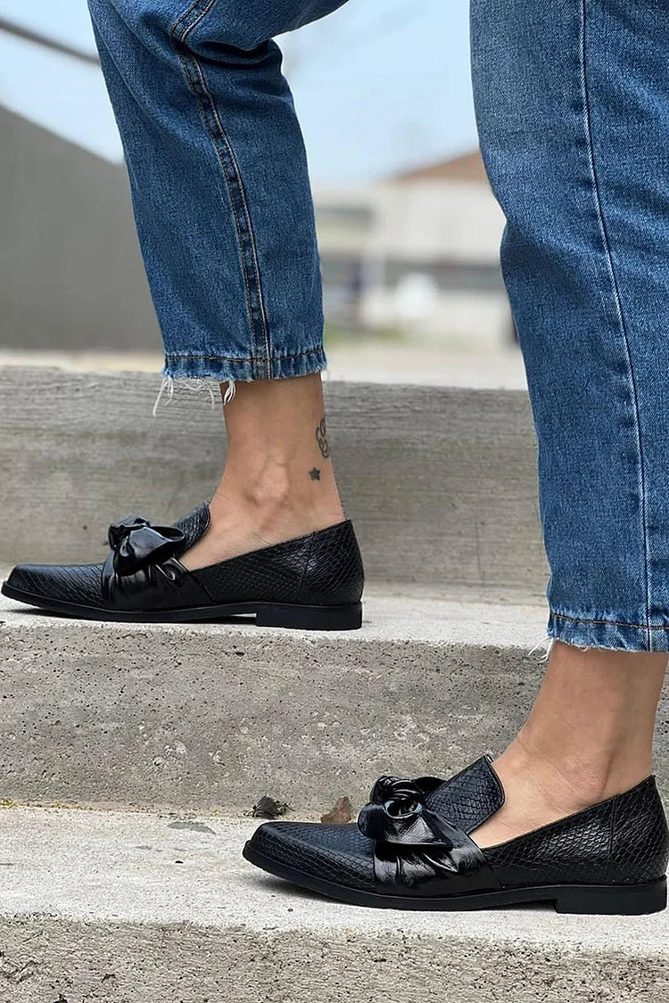 Women's Black Flat Loafers with Cushioned Footbed | Clean Minimal Upper, Everyday Grip Sole, All-Day Comfort | Size 3-11