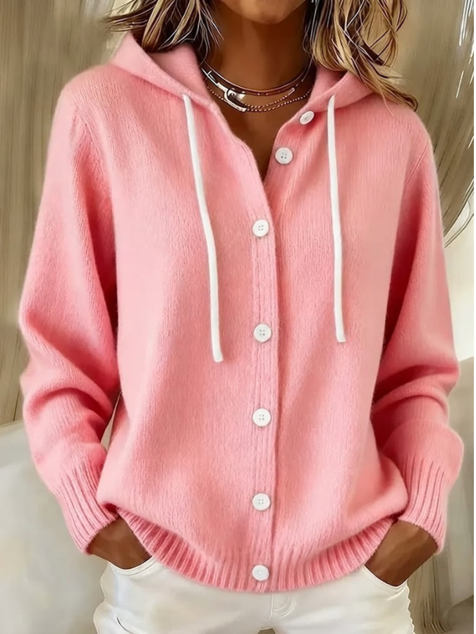 Women's Hooded Cardigan Sweater with Ribbed Knit and Button Front | Oversized Longline Layer | Size S-5XL