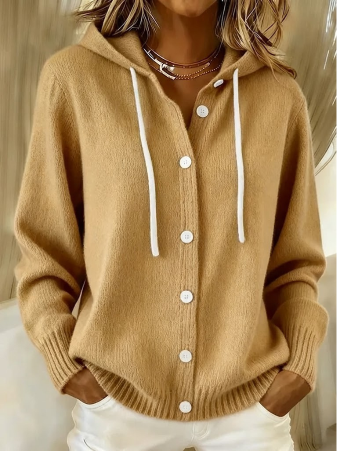 Women's Hooded Cardigan Sweater with Ribbed Knit and Button Front | Oversized Longline Layer | Size S-5XL