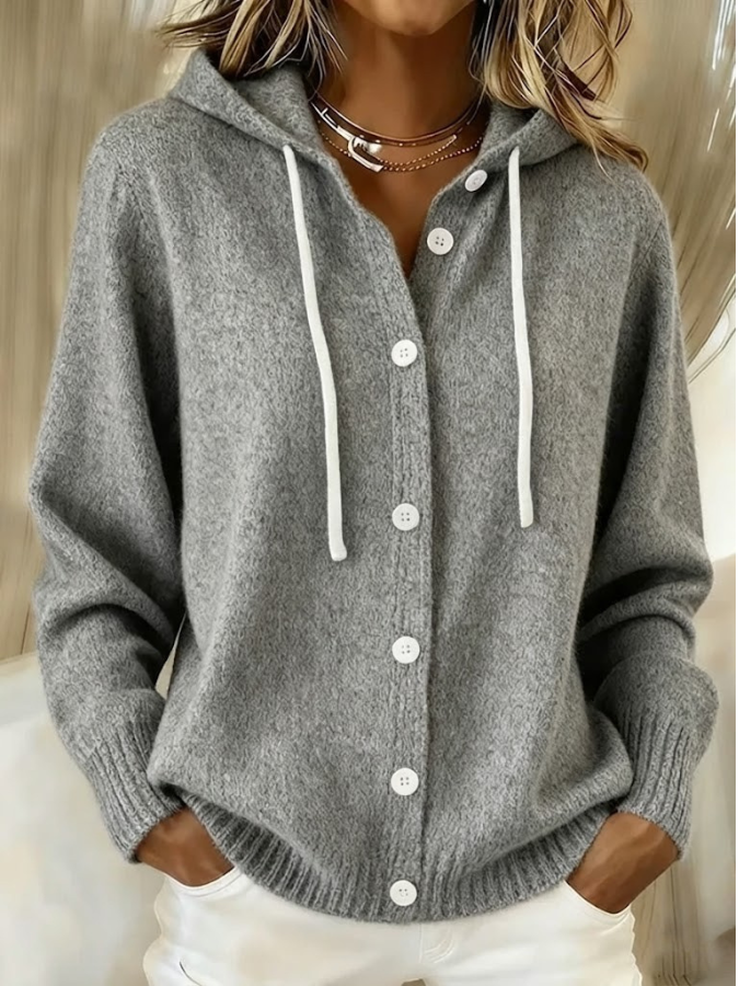 Women's Hooded Cardigan Sweater with Ribbed Knit and Button Front | Oversized Longline Layer | Size S-5XL