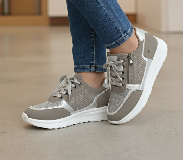 Women's Platform Sneakers with a Lace Up Closure | White Contrast Sole and Extra Height for City Days | Size 5.5-9.5, 4 Colors