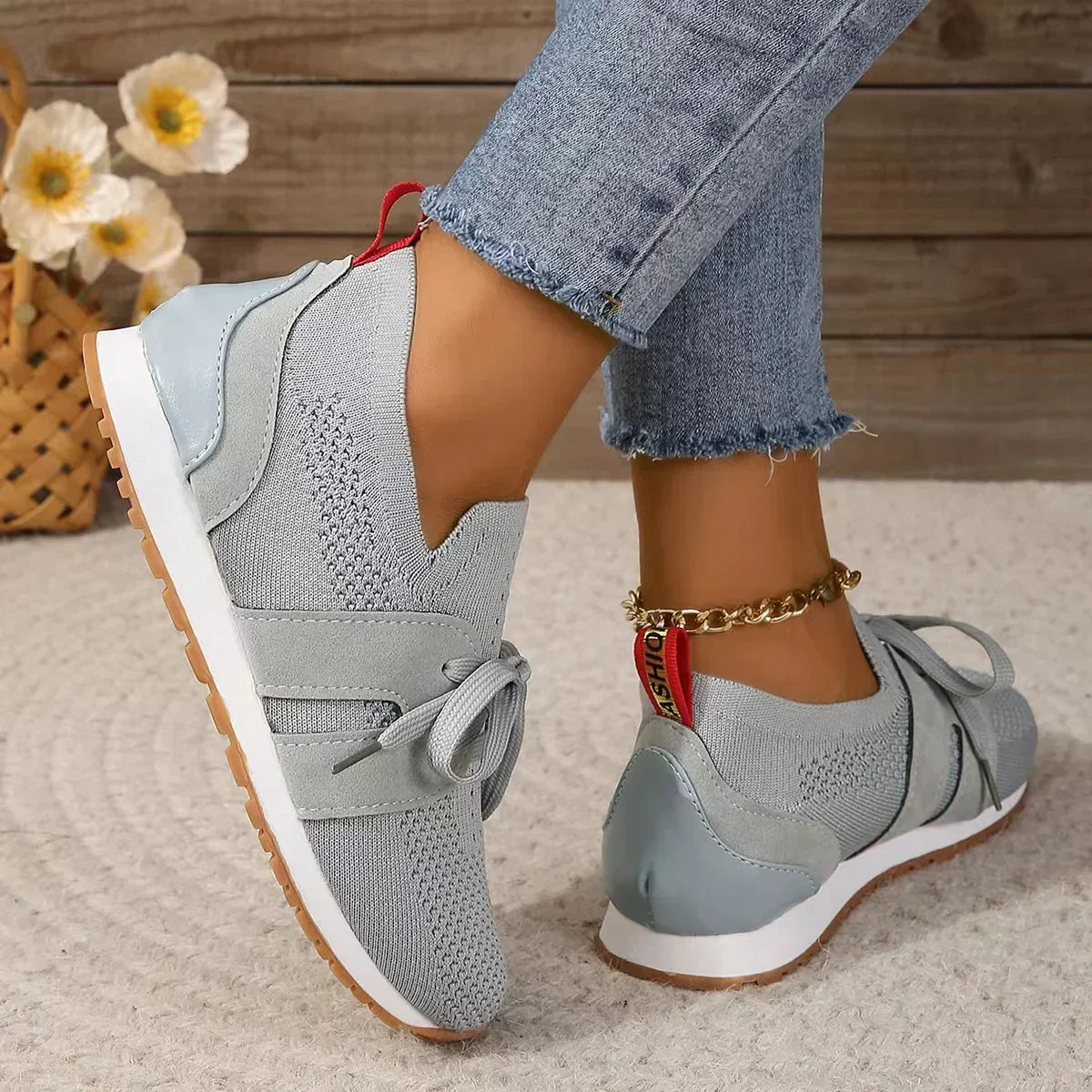 Women's Slip On Sneakers with a Bow | Breathable Textured Upper and Padded Sole, No Laces | Size 2-11, 5 Colors