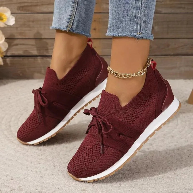 Women's Slip On Sneakers with a Bow | Breathable Textured Upper and Padded Sole, No Laces | Size 2-11, 5 Colors