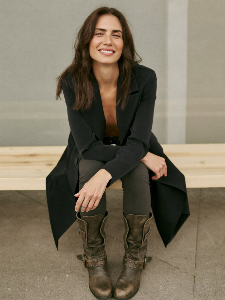 "Amber in our ankle boots"