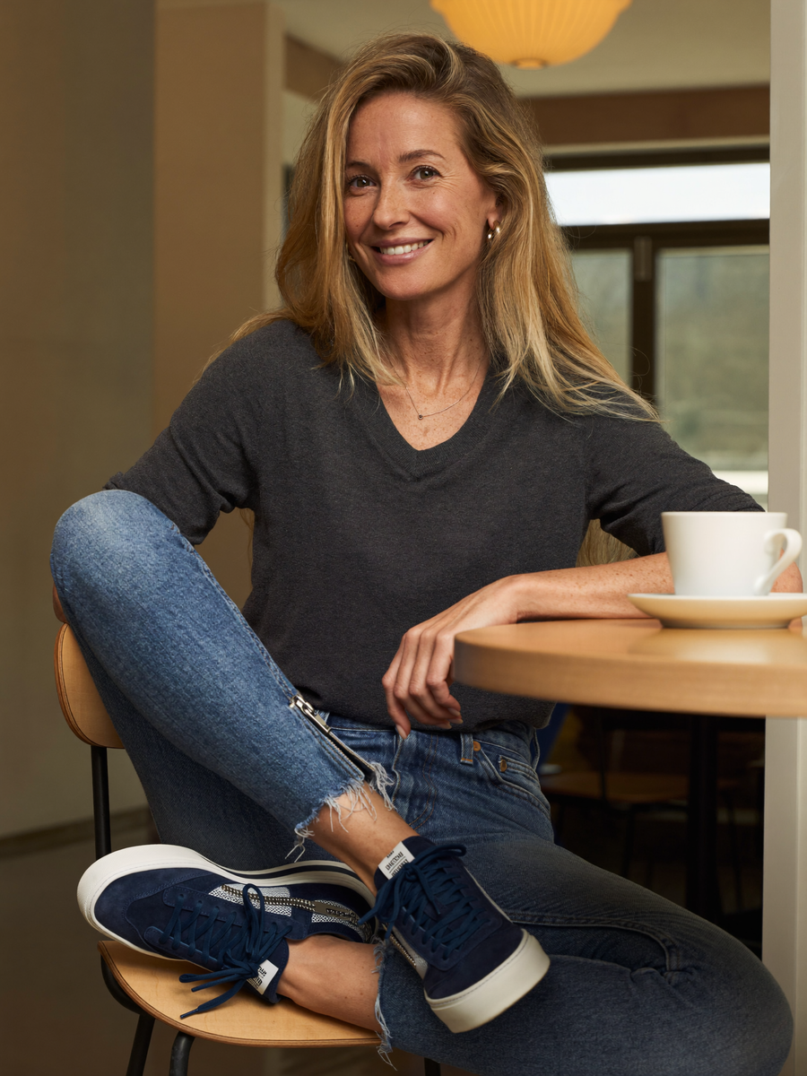 "Diana in our platform sneakers"