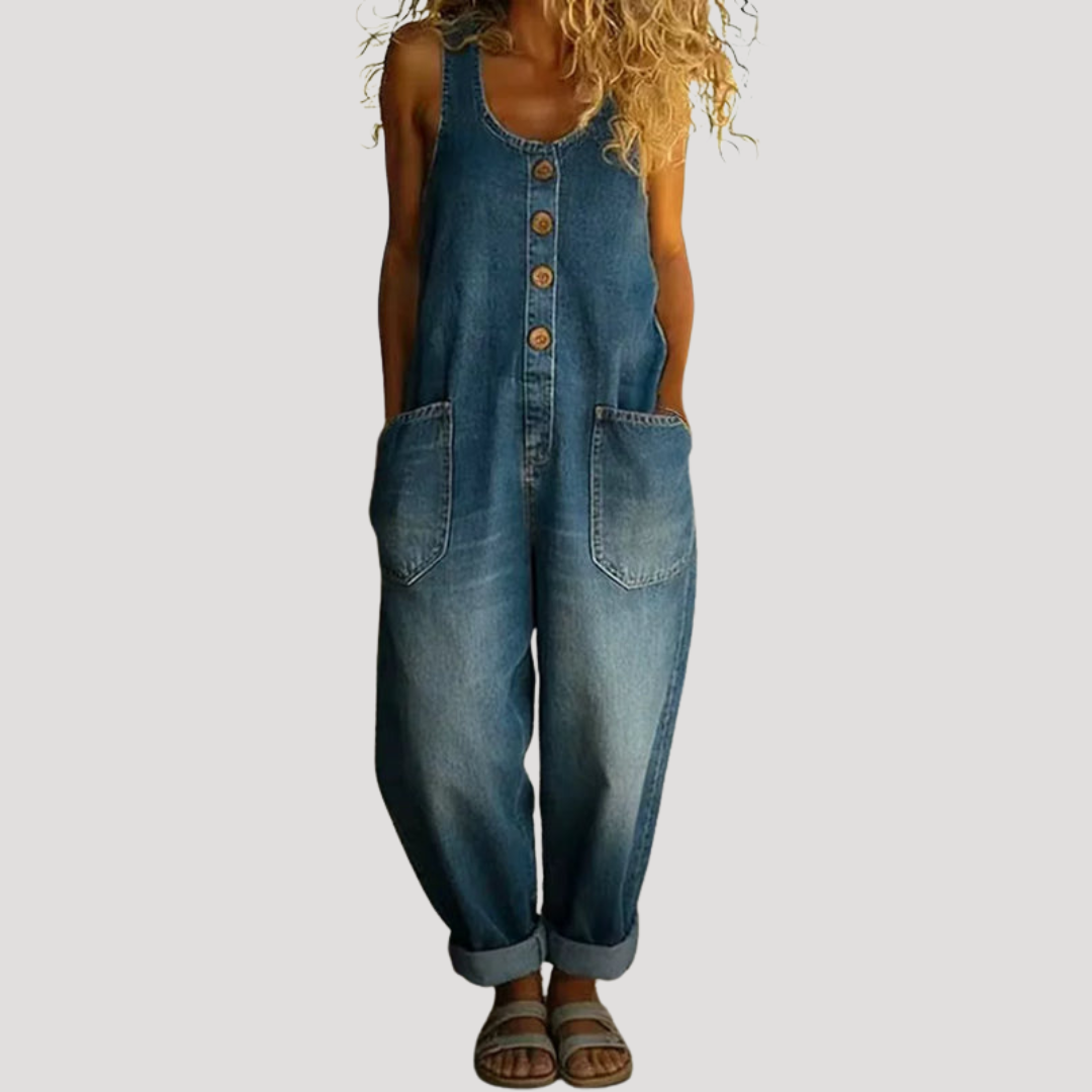 Women's Wide Leg Overalls with a Button Front | Adjustable Straps and Patch Pockets | Size S-3XL, 4 Colors