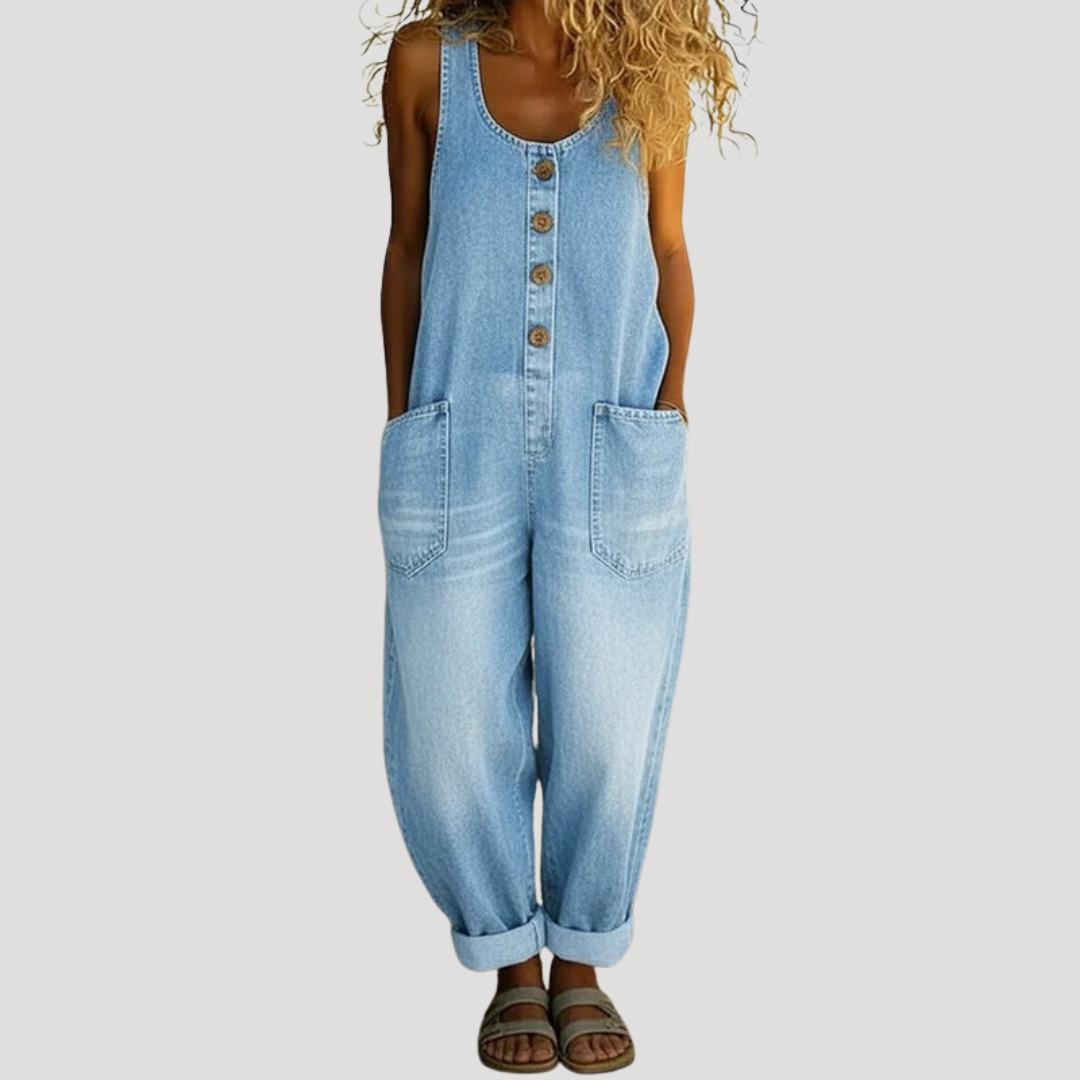 Women's Wide Leg Overalls with a Button Front | Adjustable Straps and Patch Pockets | Size S-3XL, 4 Colors