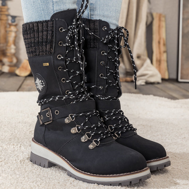 Women's Knee High Waterproof Snow Boots with Insulated Lining | Hook and Loop Closure, Buckle Strap, Rubber Grip Sole | Size 4-12