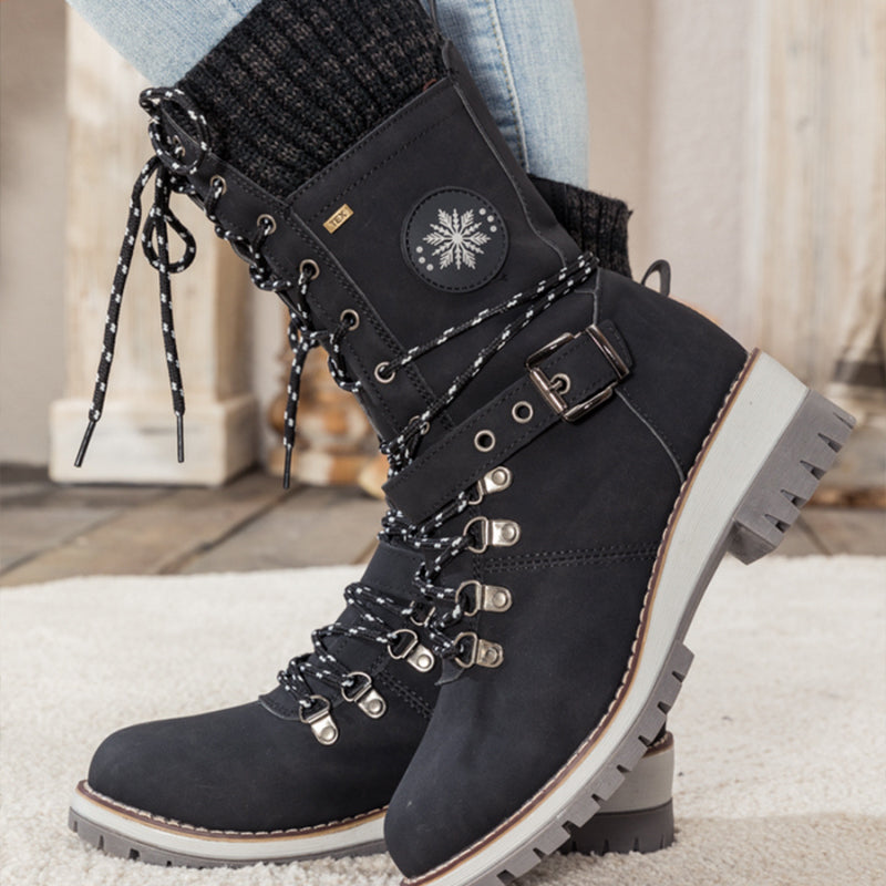 Women's Knee High Waterproof Snow Boots with Insulated Lining | Hook and Loop Closure, Buckle Strap, Rubber Grip Sole | Size 4-12