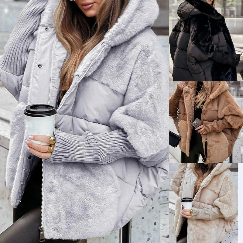 Women's Hooded Winter Jacket with Faux Fur Details | Lightly Padded Warm Outerwear for Cold Days | Size S-3XL