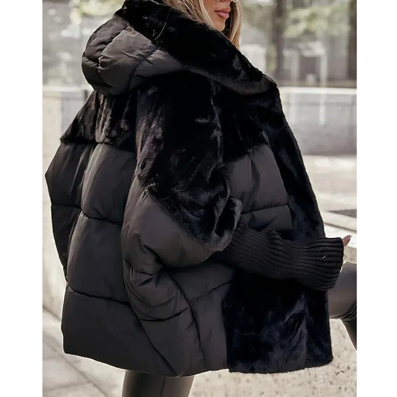 Women's Hooded Winter Jacket with Faux Fur Details | Lightly Padded Warm Outerwear for Cold Days | Size S-3XL