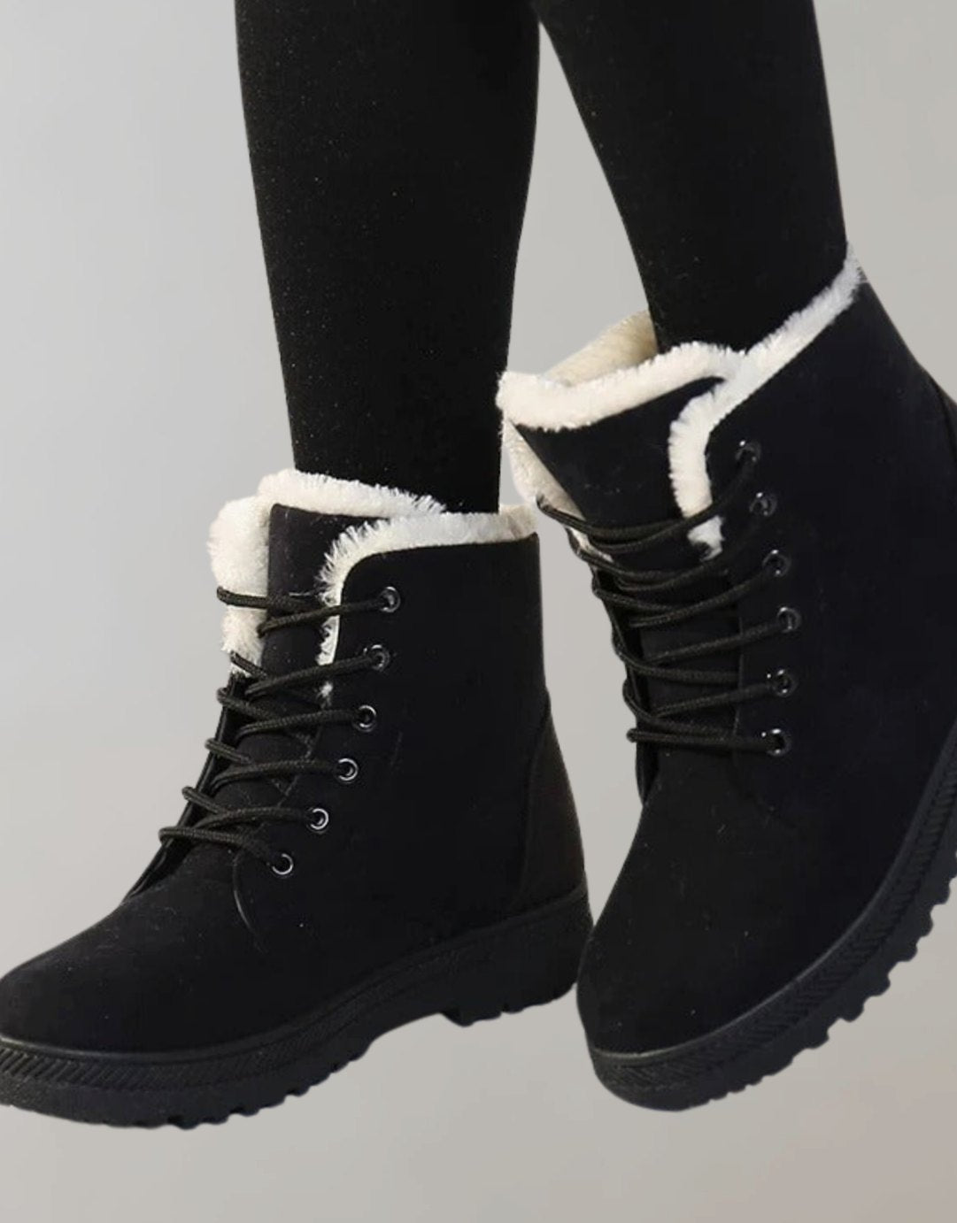 Women's Lace Up Ankle Boots in Suede Look | Soft Faux Fur Lining Inside | Firm Lacing and Grippy Outsole
