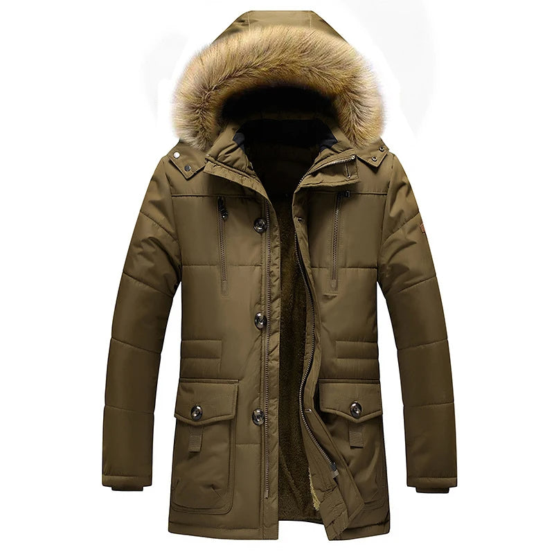 Men's Mens Parka with Breathable Fabric | For Winter | Size S-5XL | Black, Brown, Khaki