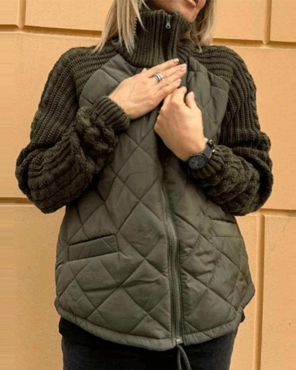 Women's Padded Winter Jacket with Knitted Sleeves | Warm Everyday Outerwear for Cold Days | Size S-3XL