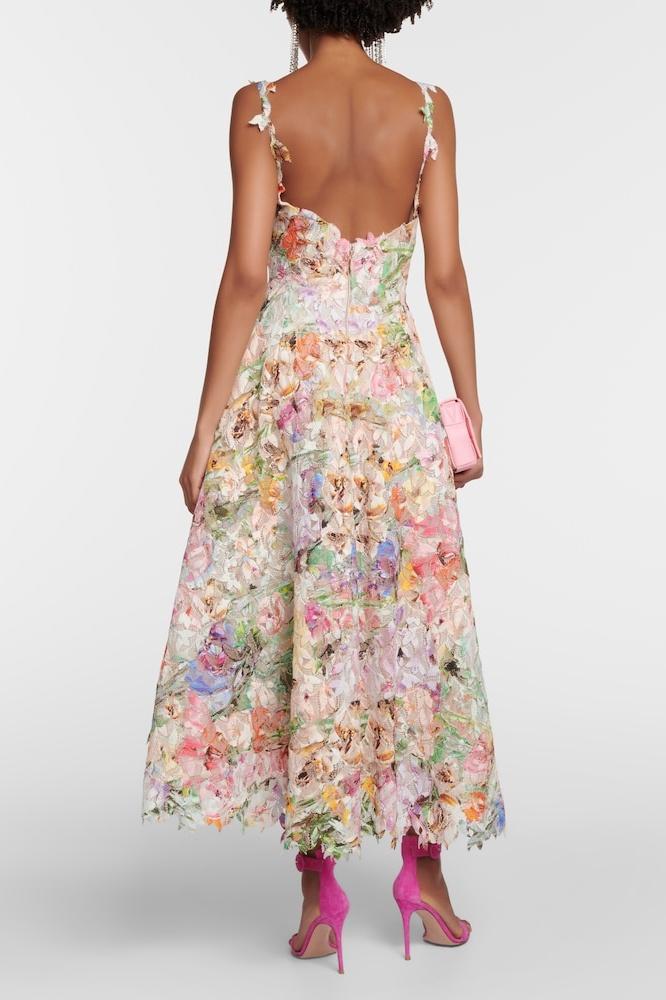 Floral Embroidered Lace Midi Dress