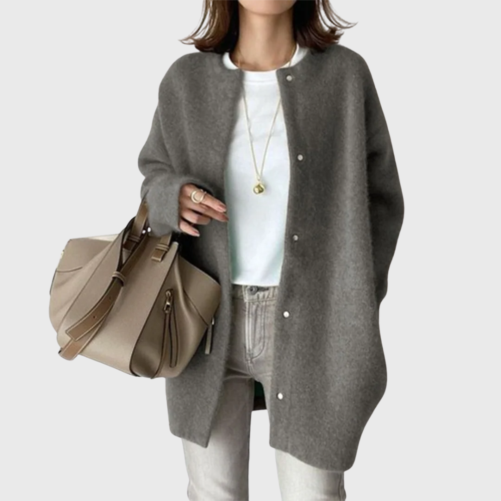 Women's Longline Open Front Cardigan Sweater with Button Closure | Crew Neck Long Sleeve Relaxed Fit | Size XS-2XL