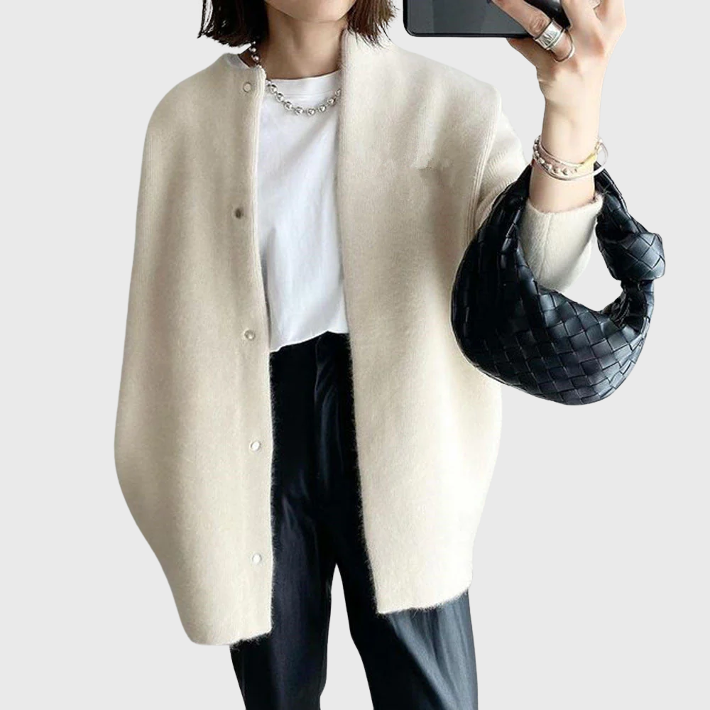 Women's Longline Open Front Cardigan Sweater with Button Closure | Crew Neck Long Sleeve Relaxed Fit | Size XS-2XL