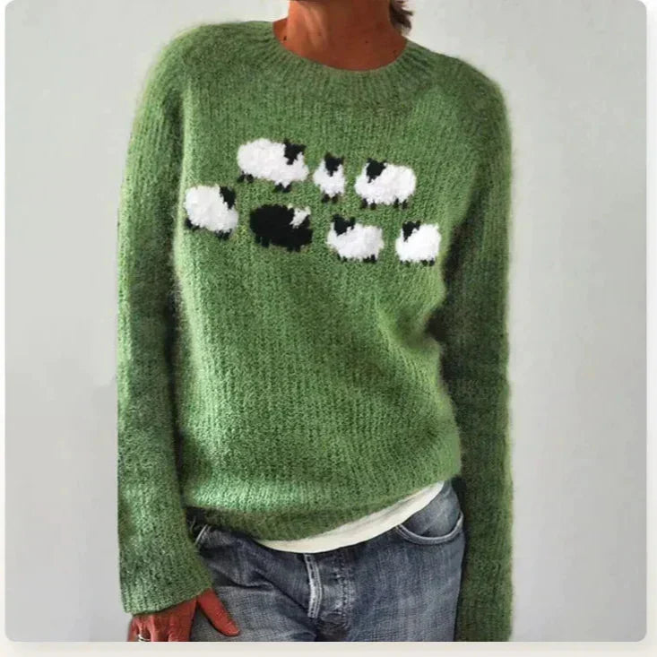Women's Casual Boat Neck Acrylic Sweater with Nordic Yoke | Long Sleeve Winter Pullover with Banded Cuffs | Size S-5XL