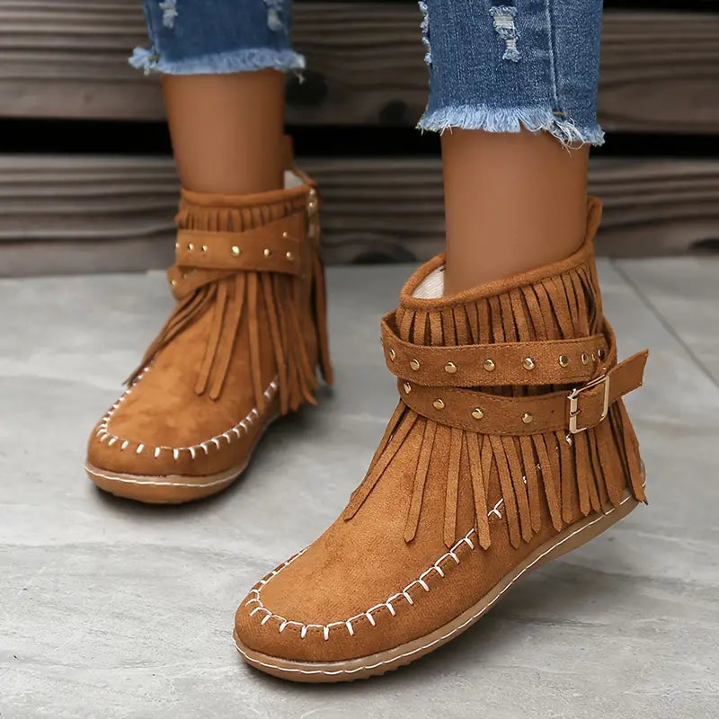Women's Plush Lined Ankle Boots with Non-Slip Sole | Warm Winter Booties for Everyday Wear and Cold Days | Size 5-11
